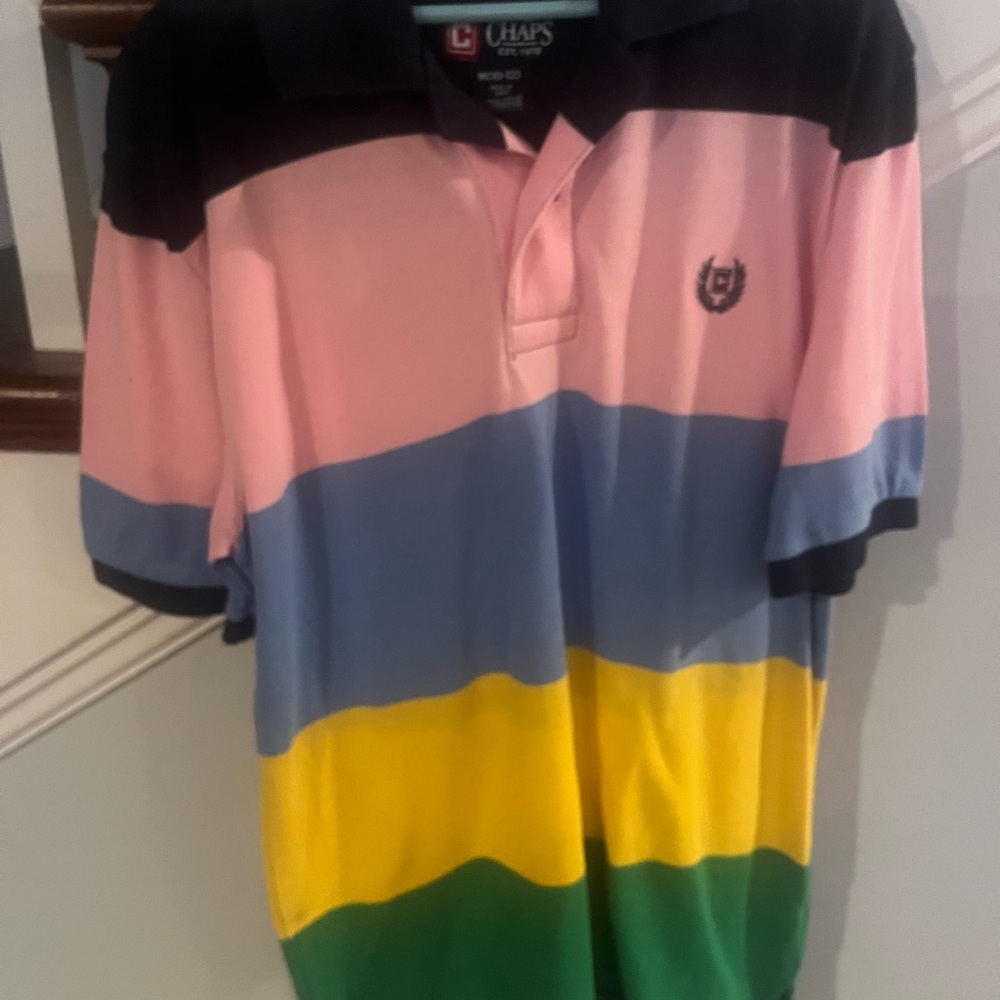 Chaps Striped Polo Shirt Size Medium (10/12)